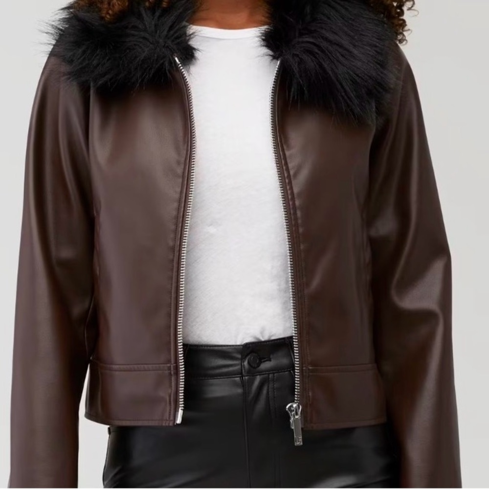ÉTRe Aimé x Unreal Fur Copenhagen Faux Fur Collar Jacket Brown
